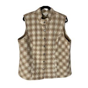 cj banks Quilted Plaid Vest Silver Snap Detail Size 2X